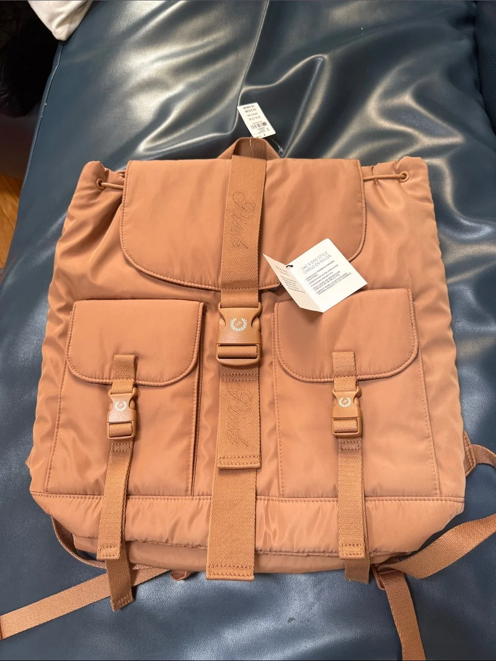 VICTORIA'S SECRET PINK NYLON CARGO BACKPACK FULL SIZE GYM SCHOOL BAG TOFFEE - Picture 13 of 13